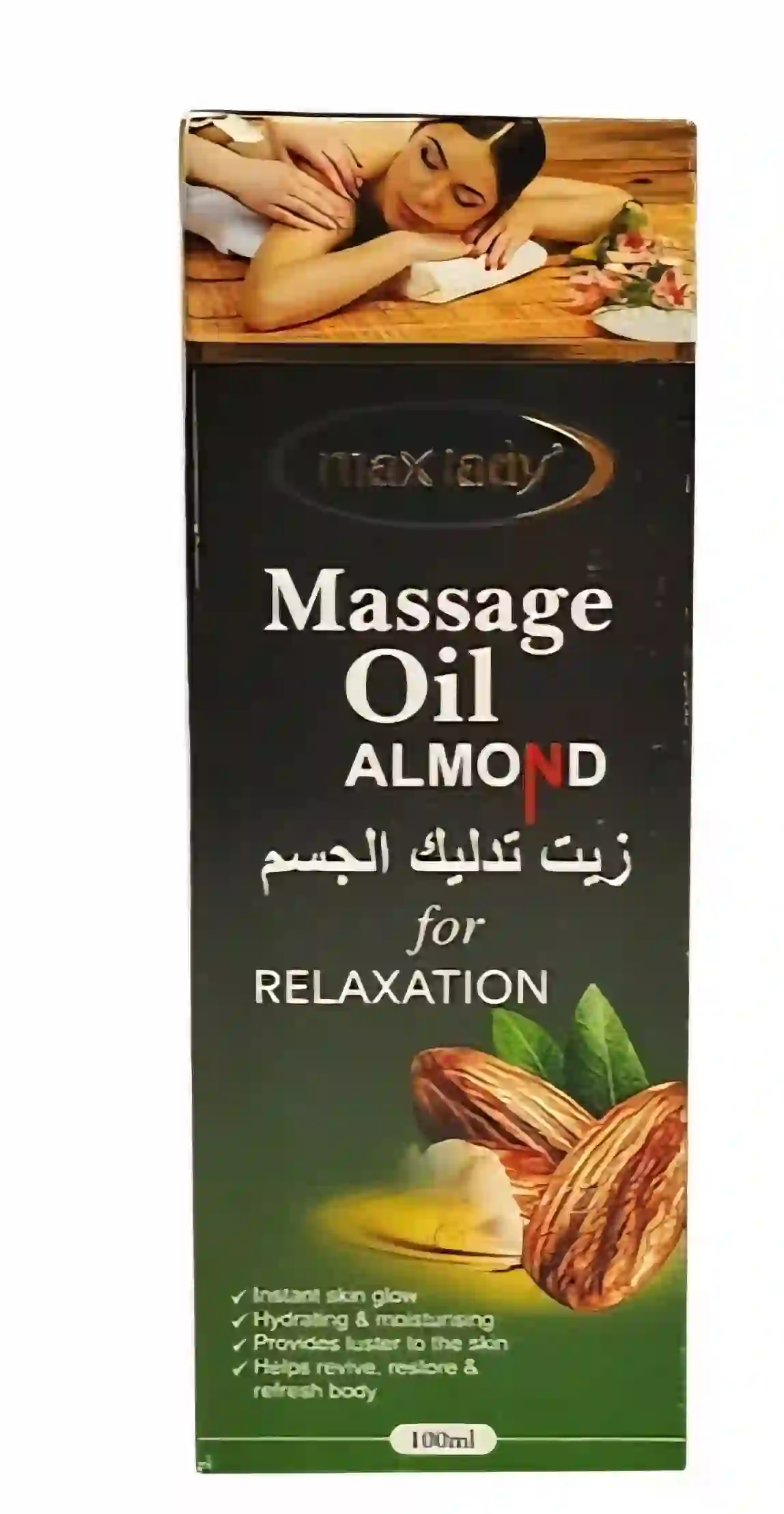 روغن ماساژ بادام مکس لیدی حجم 100 میلی لیتر